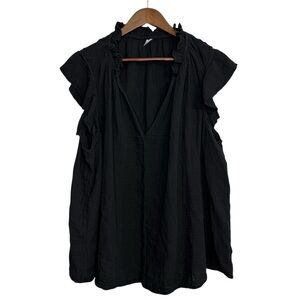 Old Navy top women's 3X black gauzy peasant hippie boho romantic beach casual